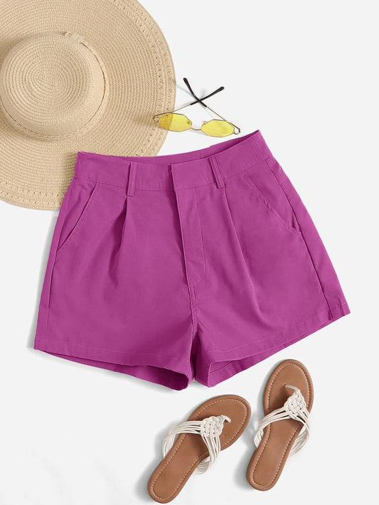 *PINK-TOBER* High Waisted Shorts - Deep Pink