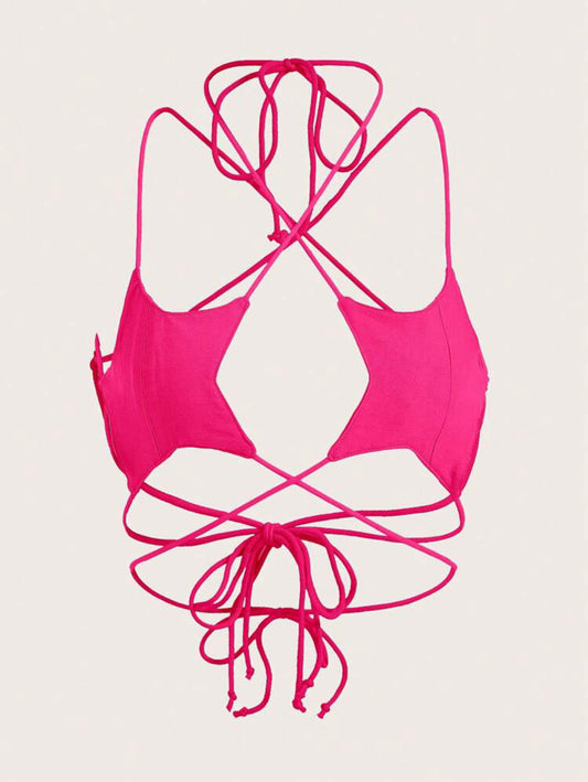 *PINK-TOBER* Star Gworl Hot Pink Strap Top